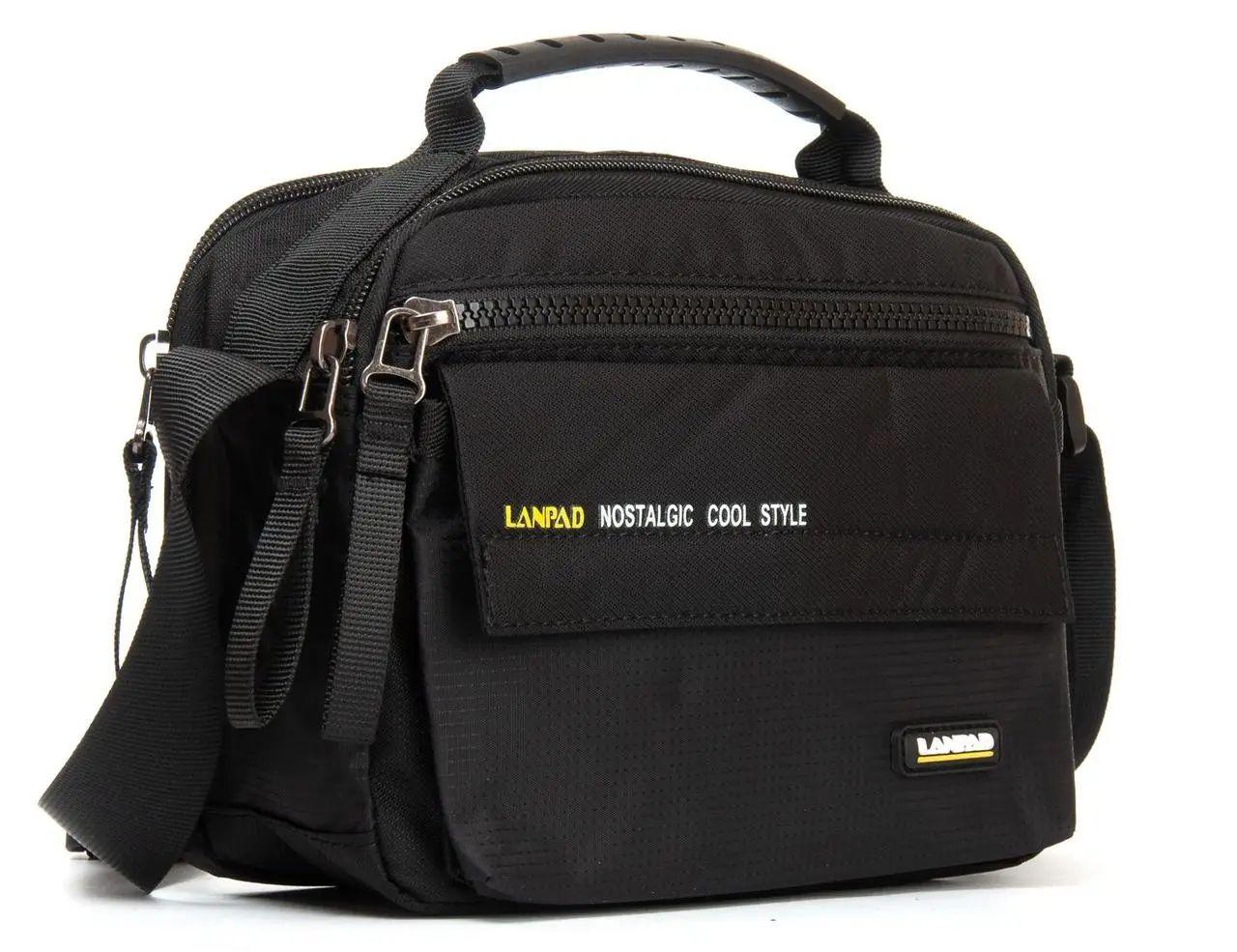 Сумка тканинна LANPAD чоловіча 23х17х11 см Чорний (LAN4120 black), фото 1