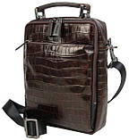 Шкіряна чоловіча сумка Mykhail Ikhtyar 20х25х7 см Коричневий (45033 croco brown), фото 2