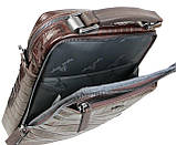 Шкіряна чоловіча сумка Mykhail Ikhtyar 20х25х7 см Коричневий (45033 croco brown), фото 7