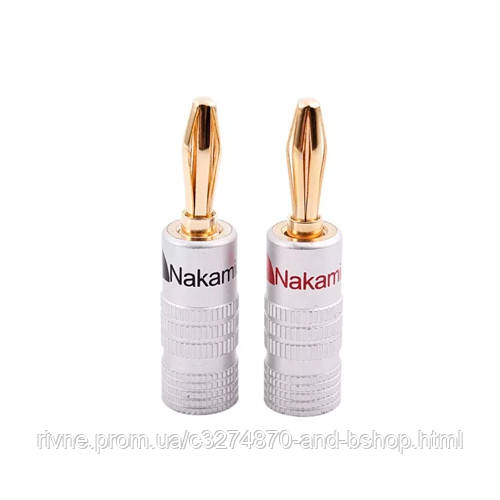 Штекер акустичний роз'єм банан затискний 4мм Nakamichi, пара, фото 1