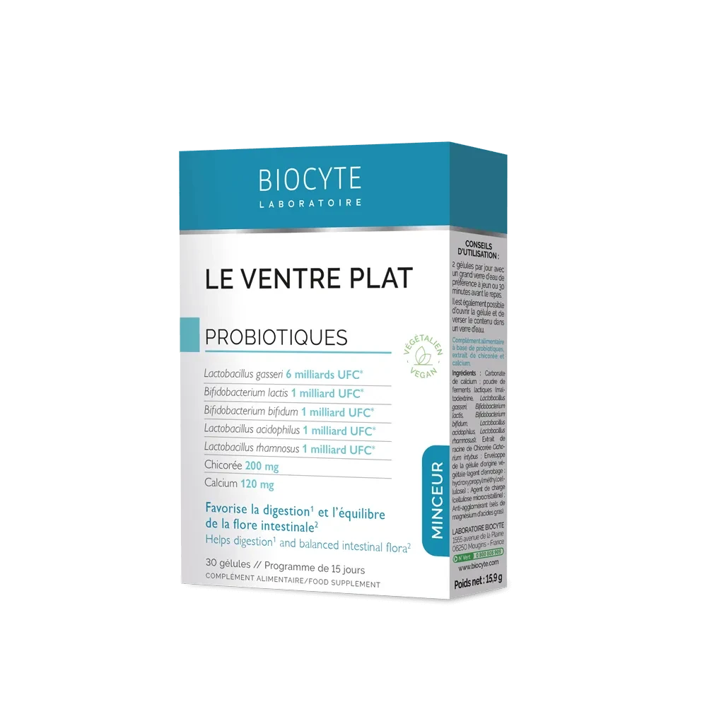 Biocyte LE VENTRE PLAT 5 штамів пробіотиків. Нормалізує мікрофлору, 30 капсул