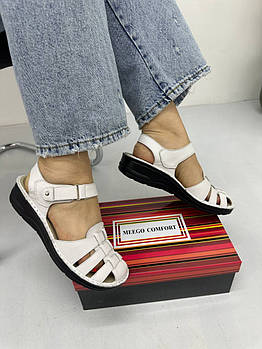 Босоніжки жіночі MeegoComfort 8129-1 білі шкіряні 39