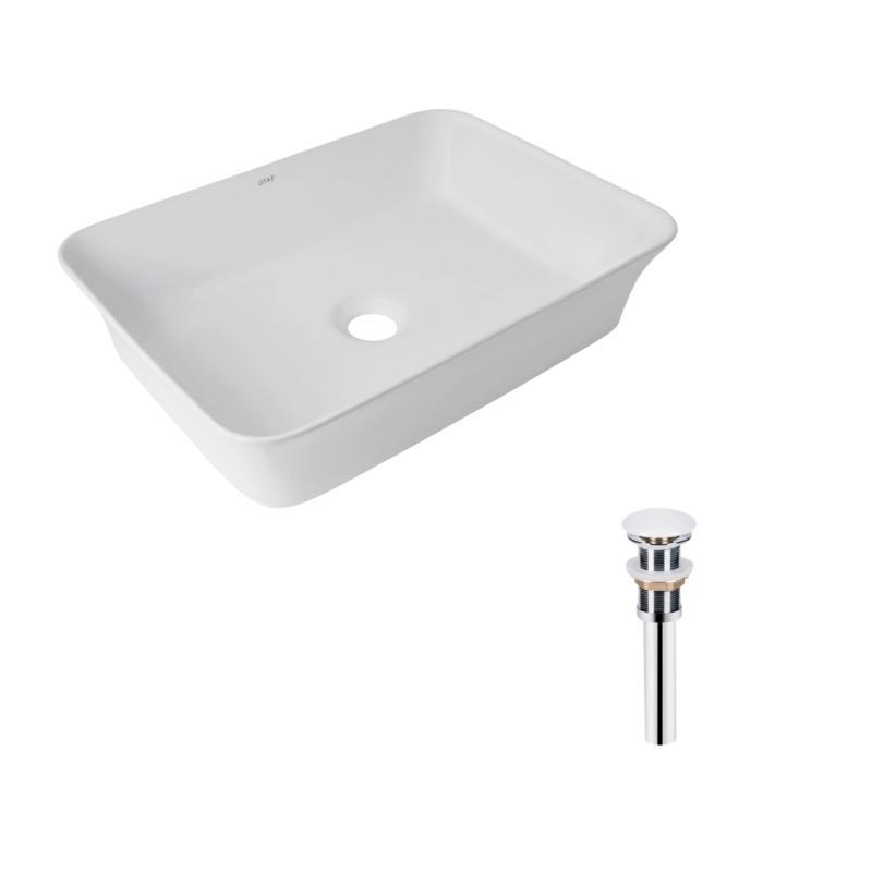 Комплект Qtap Virgo: Раковина накладна прамокутна 490х350х110 мм White + Донний клапан PU02, фото 1