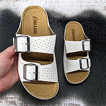 Шльопанці жіночі Rima&Joudi білі екошкіра з пряжками 4889, фото 3