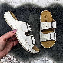 Шльопанці жіночі Rima&Joudi білі екошкіра з пряжками 4889, фото 4