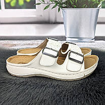 Шльопанці жіночі Rima&Joudi білі екошкіра з пряжками 4889, фото 5