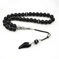 Чотки з агату з металевим пензликом, намистини 10 мм, 33 намистини, 27 см. Агатові чотки. Турецькі чотки BSSAL