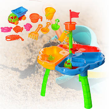 Дитячий ігровий набір для пісочниці 726-27 Ігровий столик з млином та машинкою