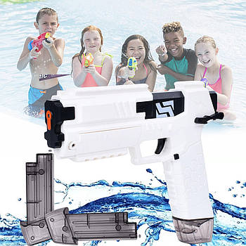 Водяний пістолет 22 см на акумуляторі з 2-ма запасками та USB зарядним 2108-18A Білий