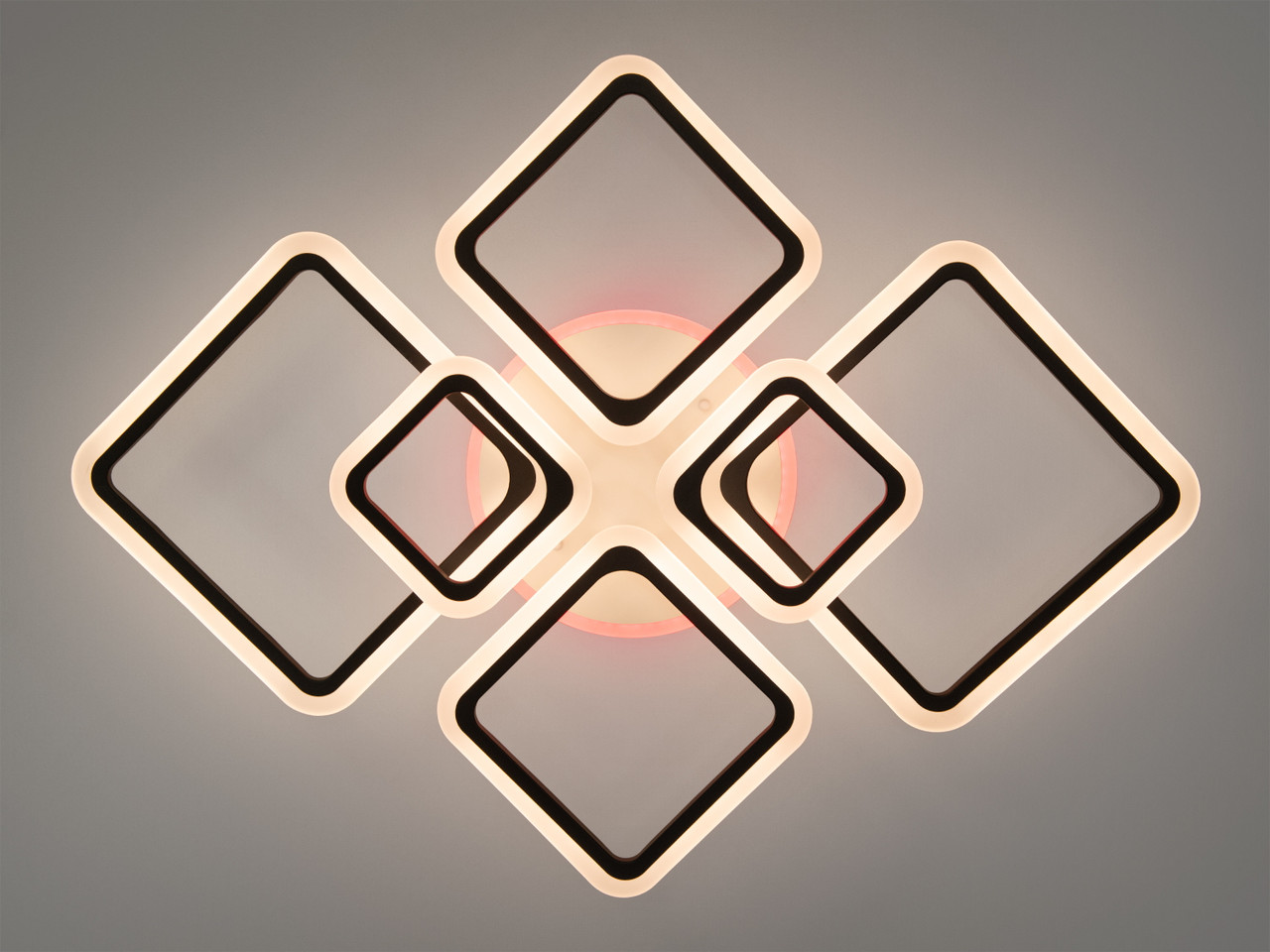 Стельова LED люстра для залу з пультом, чорна, 115W на 16м2