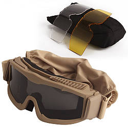 Тактична захисна маска Daisy з лінзами товщиною 3 мм Койот(сертифікація ANSI Z87.1)