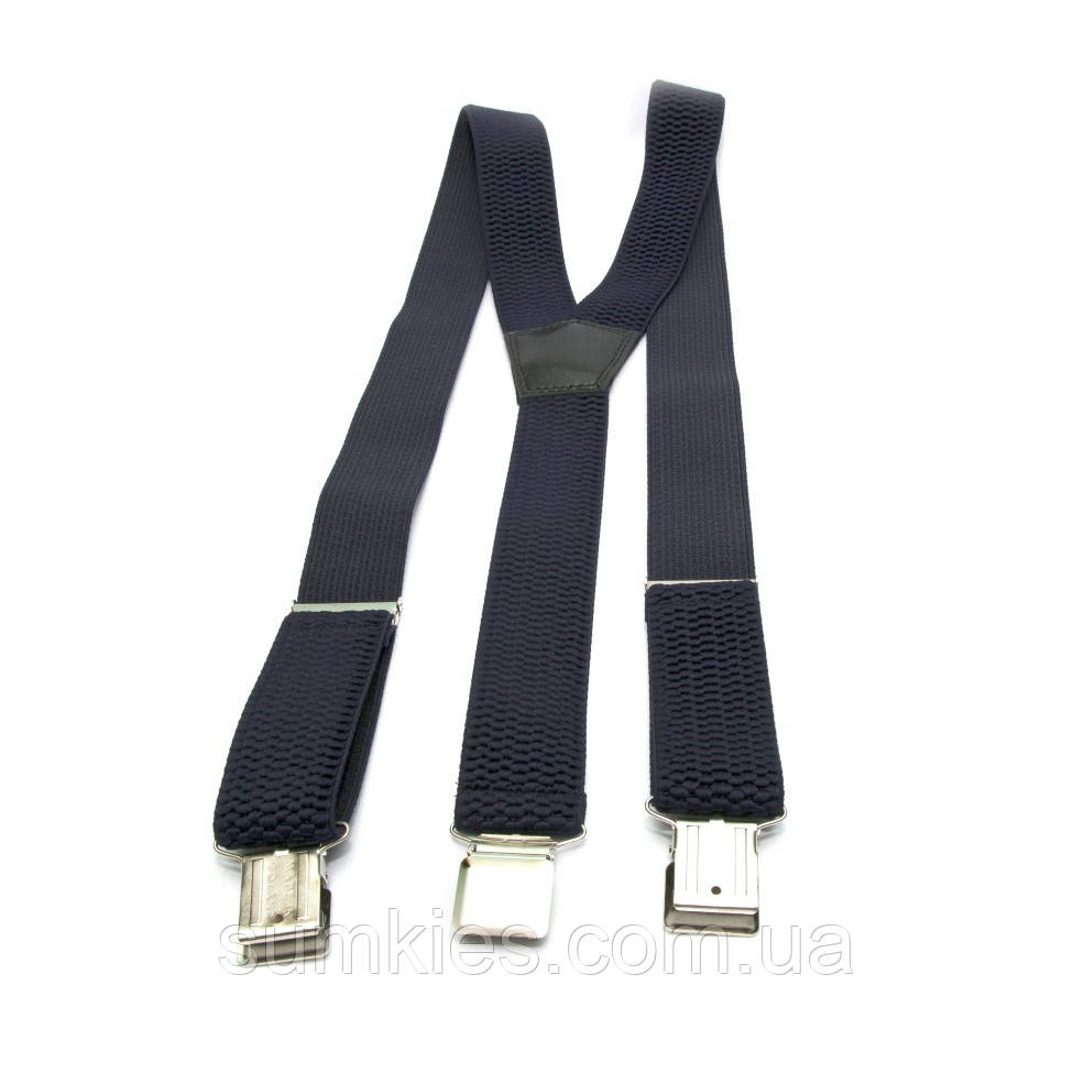 Підтяжки подовжені (батали)  Gofin темно-сині Y образні 4 см PBP-4658, фото 1