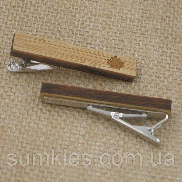 Дерев’яний затискач для краватки з листком ZAG-9025, фото 1