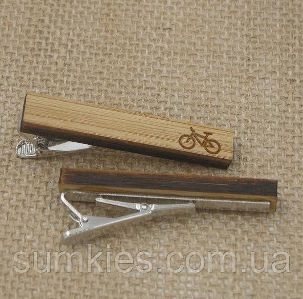 Дерев’яний затискач для краватки з велосипедом ZAG-9032, фото 1