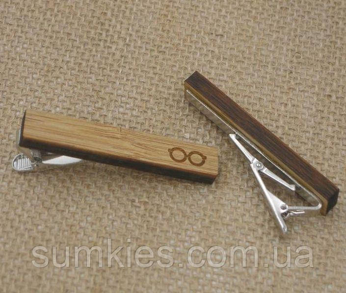 Дерев’яний затискач для краватки з круглими окулярами ZAG-9063, фото 1