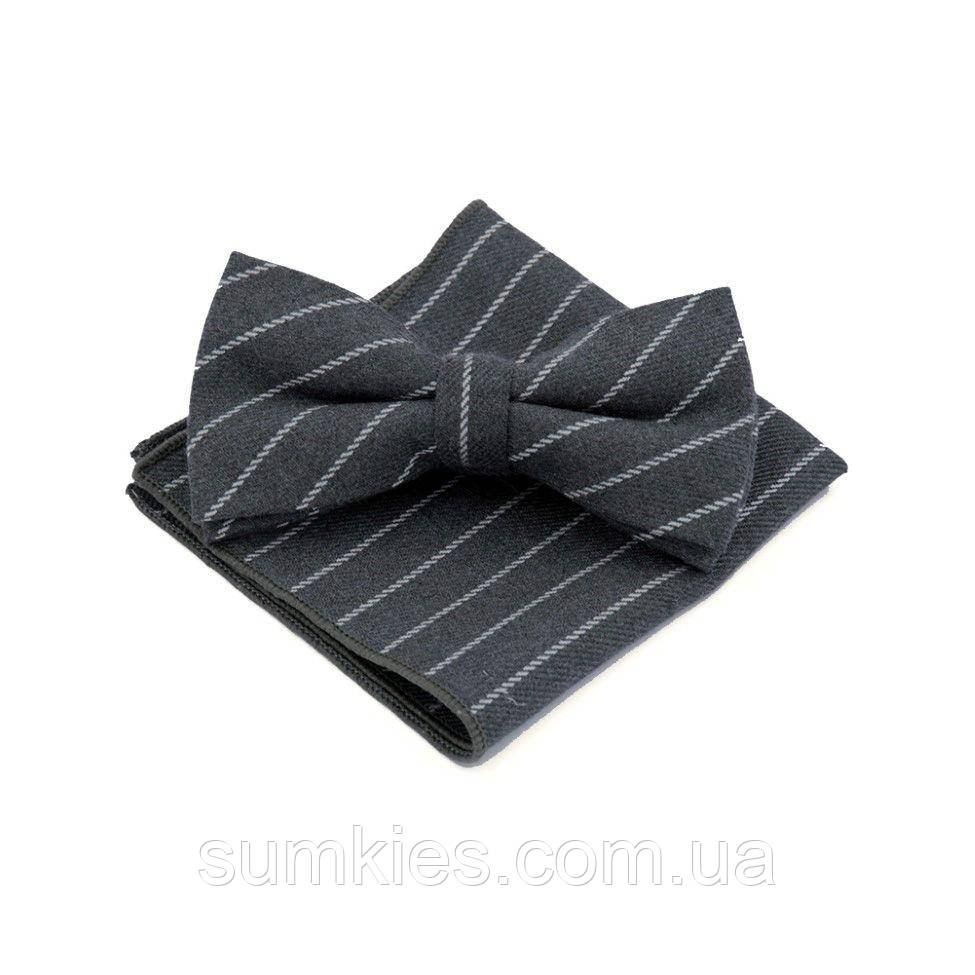 Набір сірий, метелик і хустинка в білу смужку BPL-0815, фото 1