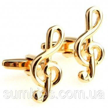 Запонки Gofin скрипковий ключ золотистий ZPH-1105, фото 1