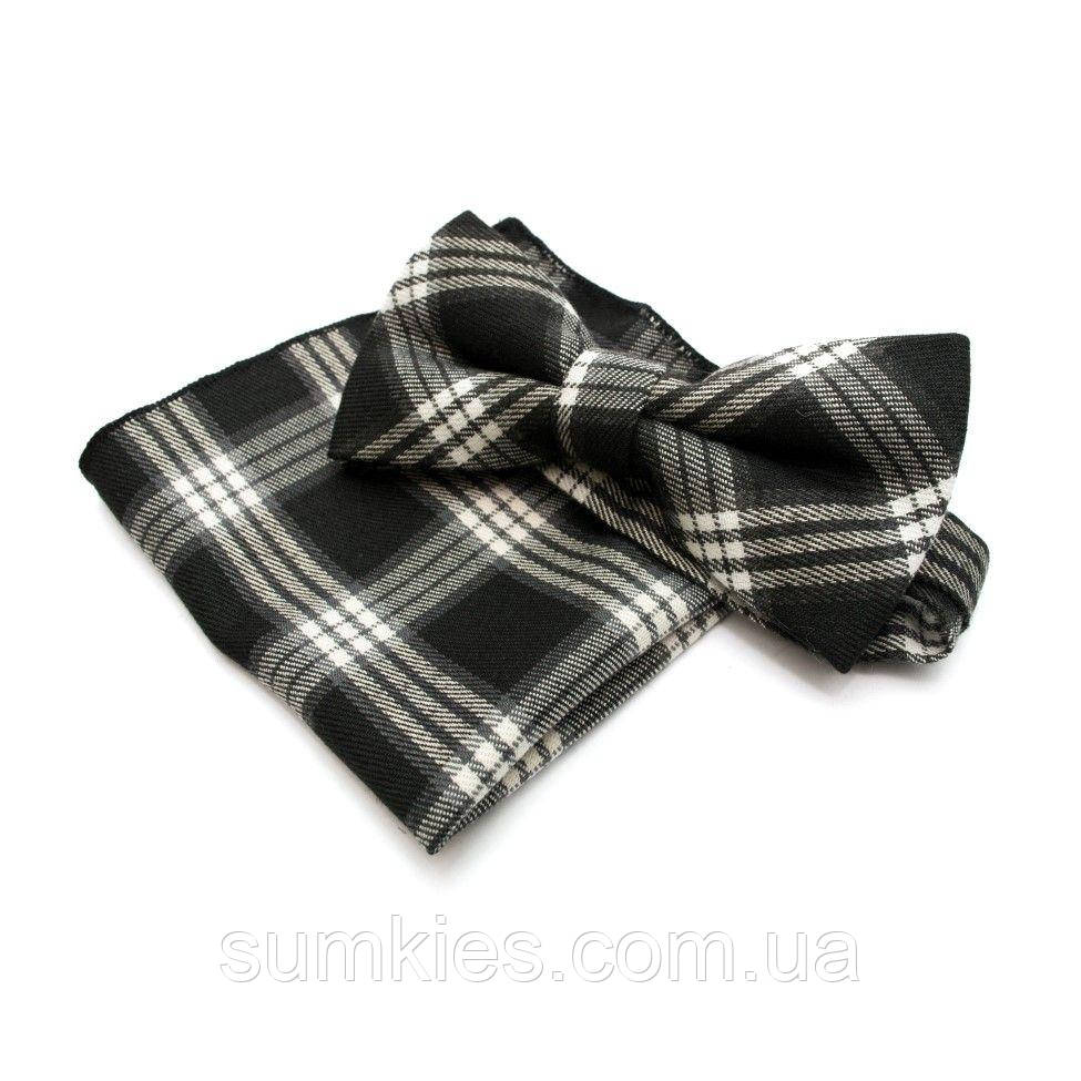 Набір чорний метелик і хустинка в білу клітку BPL-0843, фото 1