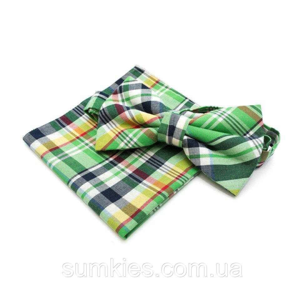 Набір яскраво-зелений хустинка і метелик в клітку BPL-0850, фото 1