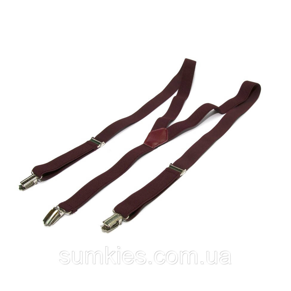Вузькі бордові підтяжки Gofin 2,5 см PBP-4675, фото 1