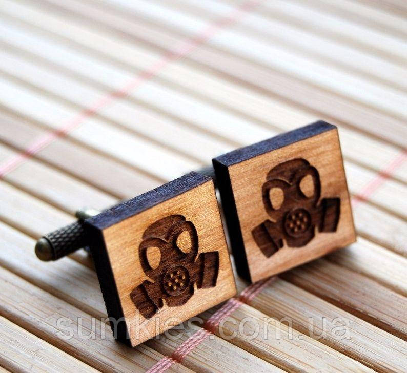 Запонки дерев’яні з протигазом DZP-0636, фото 1
