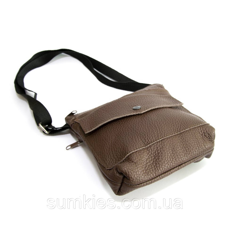 Сумка шкіряна Gofin коричнева на плече SMK-20022, фото 1