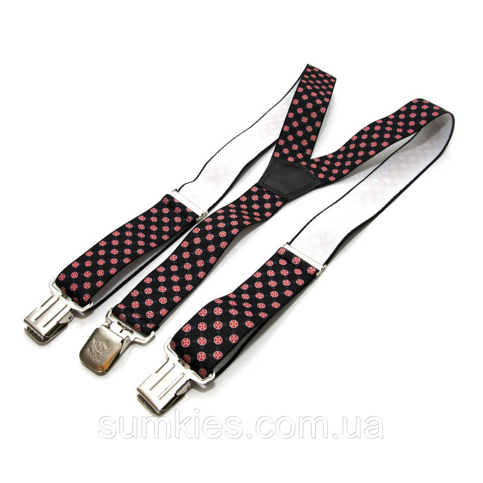 Підтяжки Gofin чоловічі чорні з квітами Y образні 4 см PBM-19017, фото 1