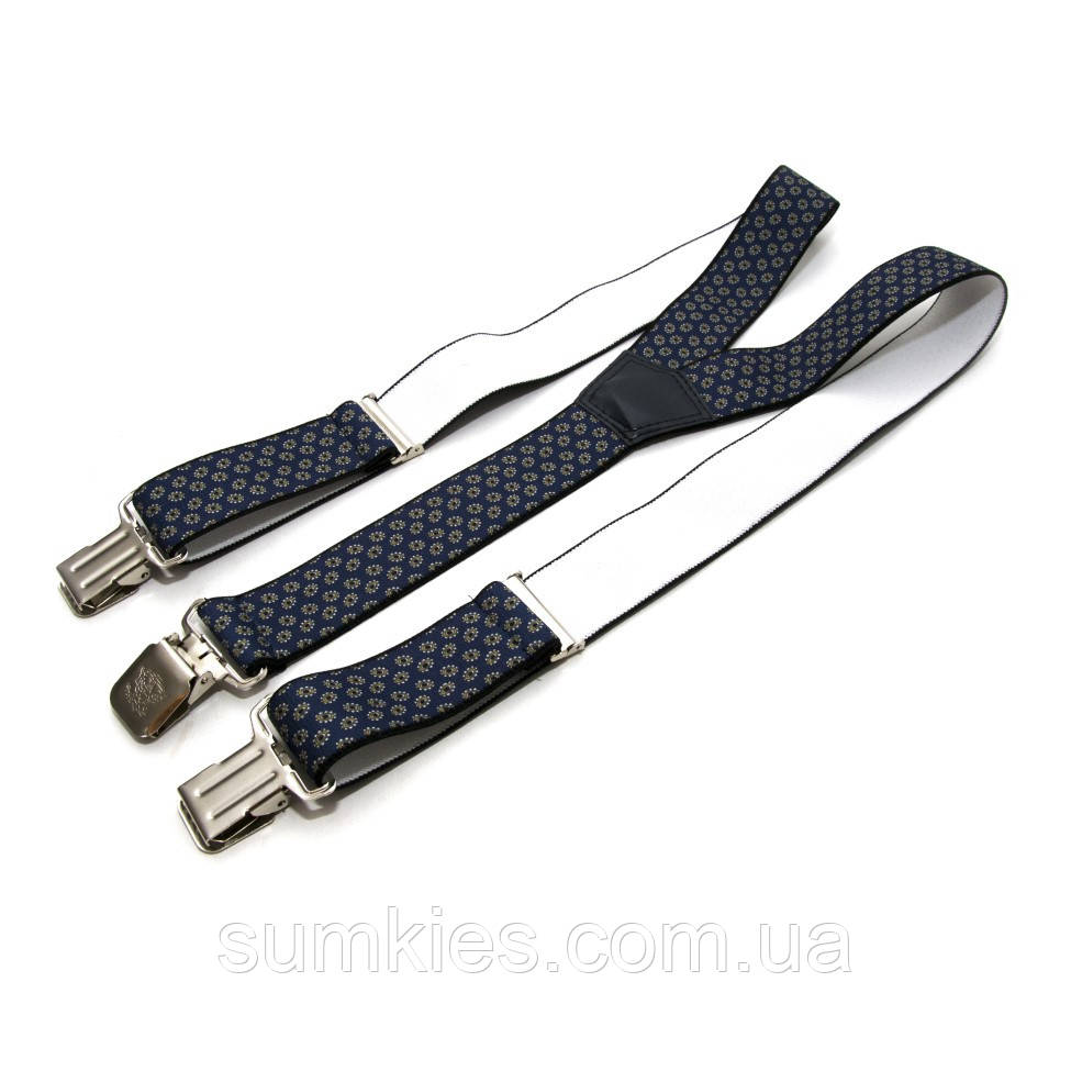 Підтяжки Gofin чоловічі сині з квітами Y образні 4 см PBM-19019, фото 1