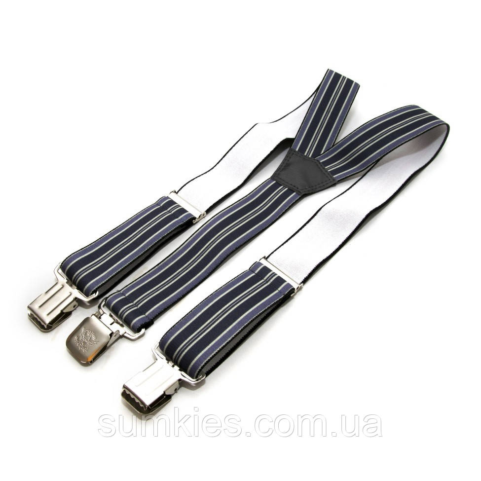 Підтяжки Gofin чоловічі сірі в смужки Y образні 4 см PBM-19023, фото 1