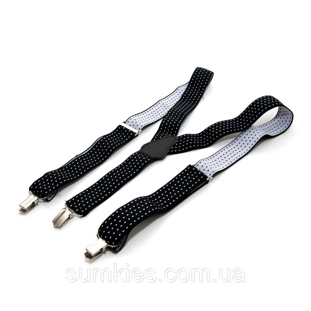 Підтяжки Gofin чорні в білі крапки Y образні 3,5 см PBM-19030, фото 1