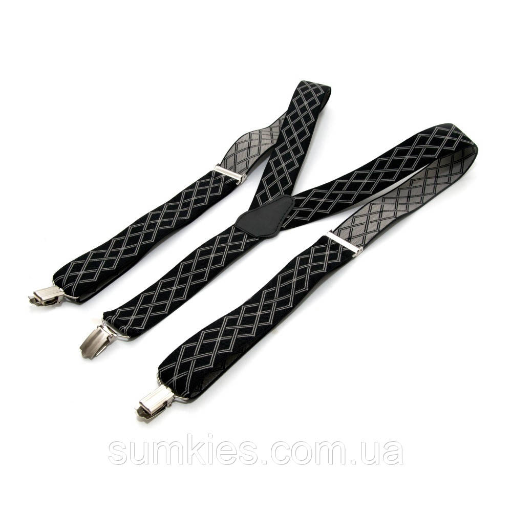 Підтяжки Gofin чорні в ромбіки Y образні 3,5 см PBM-19031, фото 1