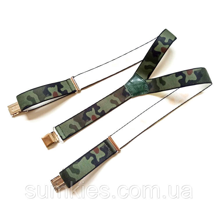 Підтяжки Gofin зелений камуфляж Y образні 4 см PBM-19046, фото 1