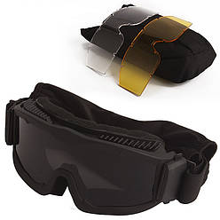 Тактична захисна маска Daisy з лінзами товщиною 3 мм Чорна(сертифікація ANSI Z87.1)