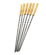 Універсальні шампура з дерев'яними не лакованими ручками 6 шт. з нержавіючої сталі Коричневі