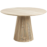 Круглий дизайнерський стіл "Ерік" з масиву дерева ясен та стільницею зі зрізом, фото 9