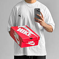 Оверсайз футболка біла Nike для підлітка, Велика чоловіча та жіноча футболка Найк oversize Унісекс бавовна повсякденна