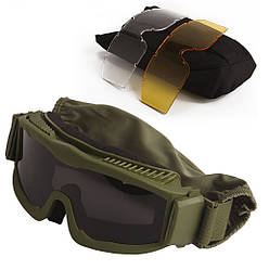 Тактична захисна маска Daisy з лінзами товщиною 3 мм Олива (сертифікація ANSI Z87.1)