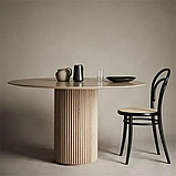 Круглий дизайнерський стіл "Батл" з дерева ясен, стільниця з дизайнерським зрізом, фото 9