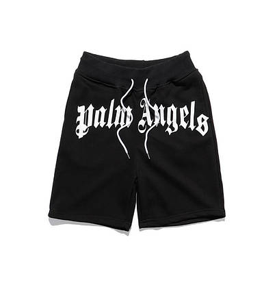 Літні чоловічі шорти Palm Angels Gothic Black Чорні Шорти Палм Енджел напис 100% бавовна з кишенями, фото 1