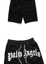 Літні чоловічі шорти Palm Angels Gothic Black Чорні Шорти Палм Енджел напис 100% бавовна з кишенями, фото 3