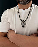 Срібний чоловічий комплект. Хрестик з деревом Ебен та шнурок., фото 2