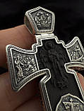 Срібний чоловічий комплект. Хрестик з деревом Ебен та шнурок., фото 9