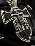 Срібний чоловічий комплект. Хрестик з деревом Ебен та шнурок., фото 6