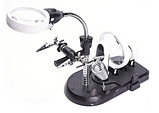 MG7761 LED, Тримач третя рука з LED підсвічуванням, з лупами 2.5X 5X 16X, підставка під паяльник, Ø90мм, фото 2