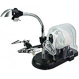 MG7761 LED, Тримач третя рука з LED підсвічуванням, з лупами 2.5X 5X 16X, підставка під паяльник, Ø90мм, фото 3