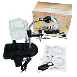 MG7761 LED, Тримач третя рука з LED підсвічуванням, з лупами 2.5X 5X 16X, підставка під паяльник, Ø90мм, фото 8