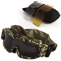 Тактична захисна маска Daisy з лінзами товщиною 3 мм Вудленд (сертифікація ANSI Z87.1)