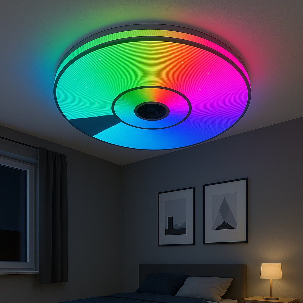 Люстра з колонкою та музикою кольору Esllse 60W до 16 м² колір Білий 10452, фото 1