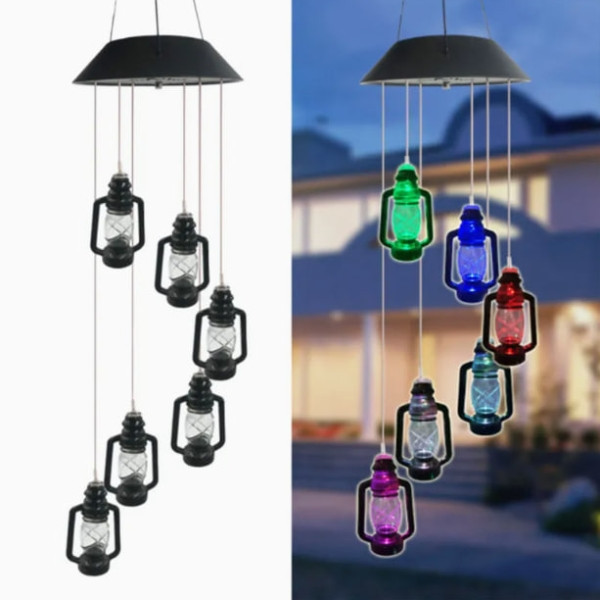 Світильник садовий підвісний на сонячній панелі Ліхтарі різнокольорові, фото 1