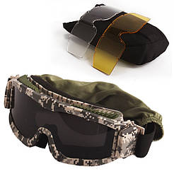 Тактична захисна маска Daisy з лінзами товщиною 3 мм Піксель (сертифікація ANSI Z87.1)